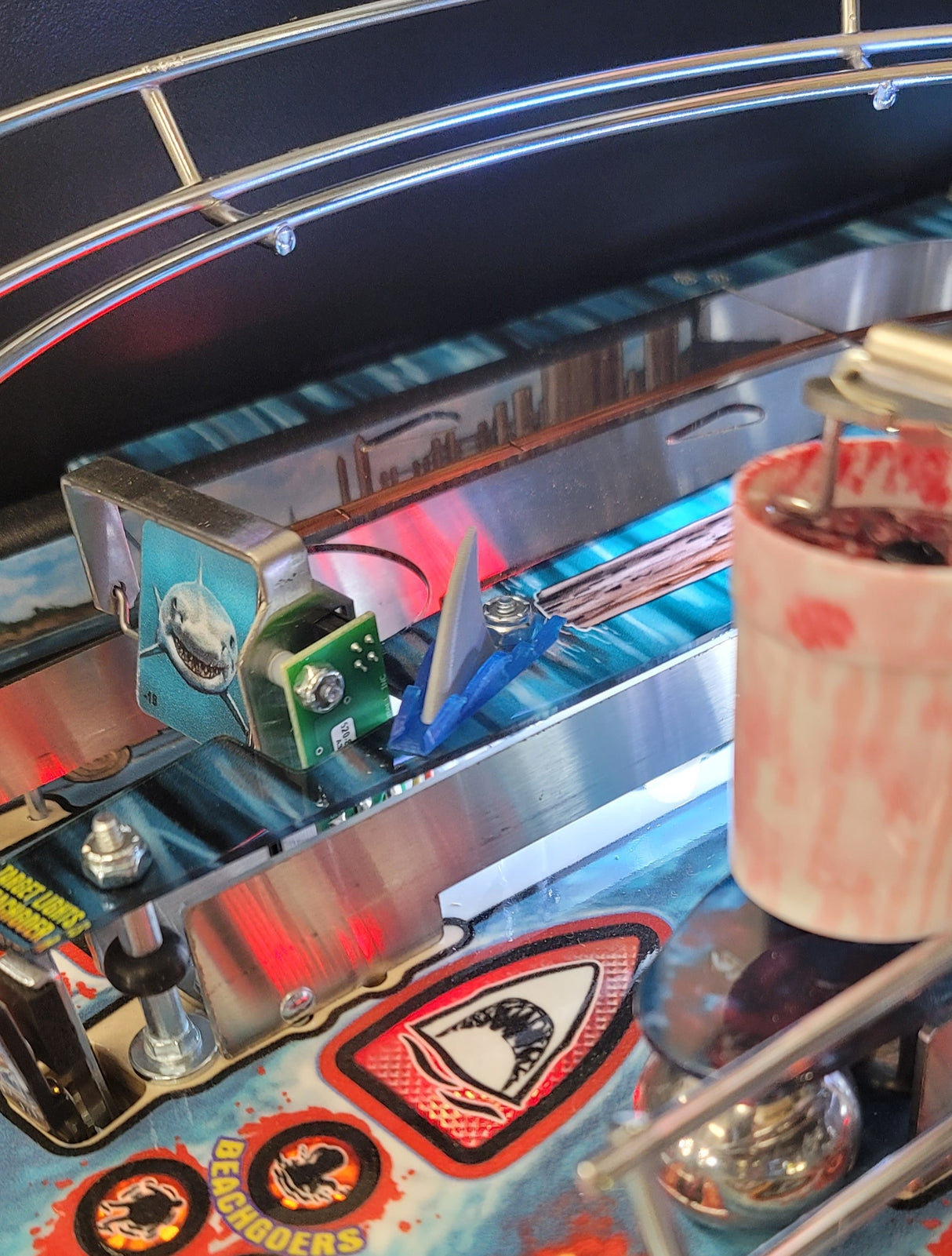 Jaws Pinball Shark Fins With Wave Mount Set