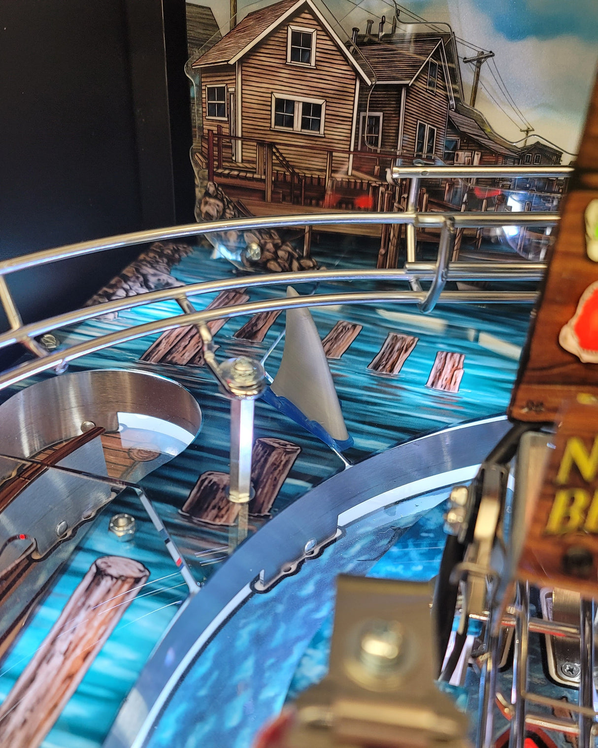 Jaws Pinball Shark Fins With Wave Mount Set