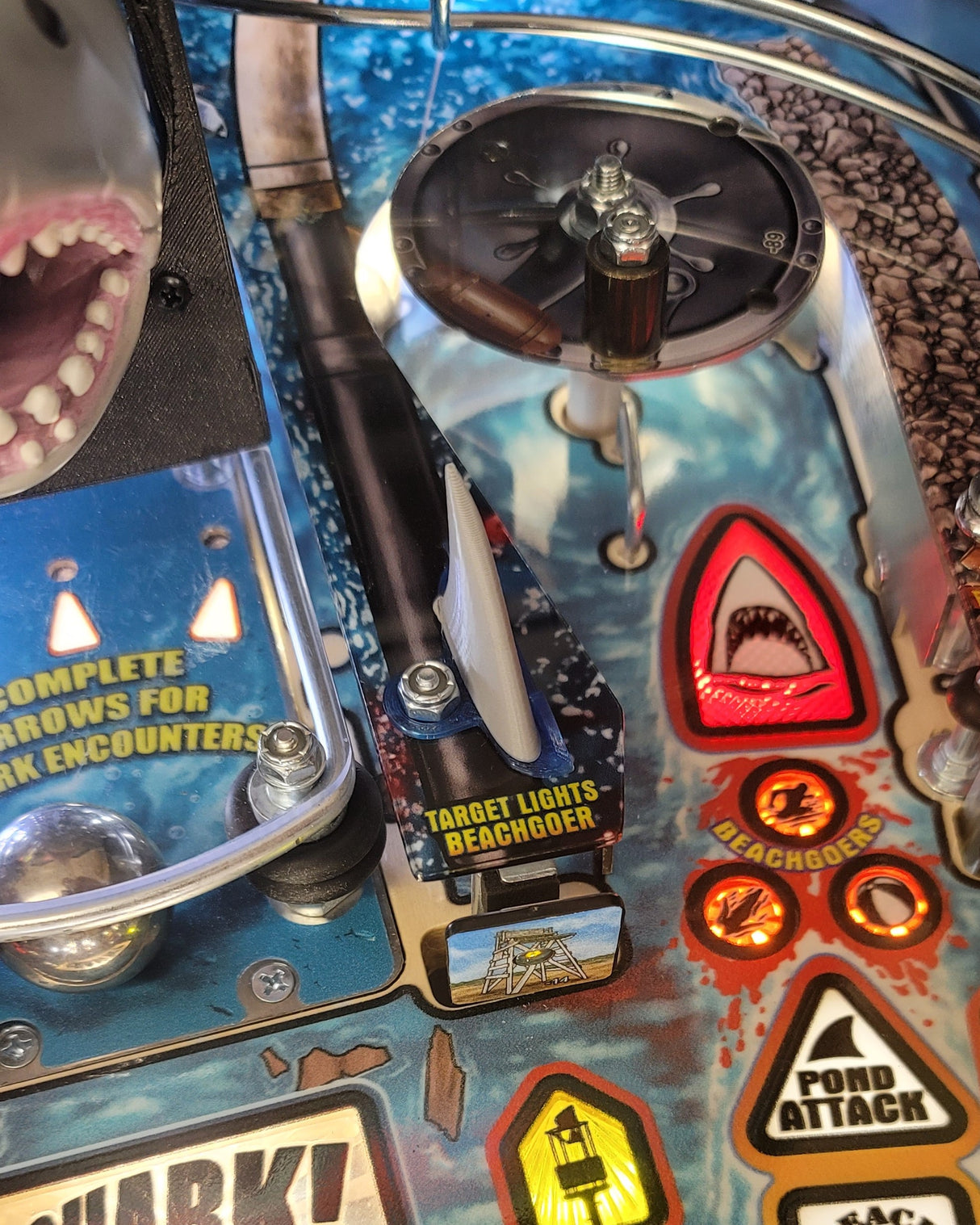 Jaws Pinball Shark Fins With Wave Mount Set