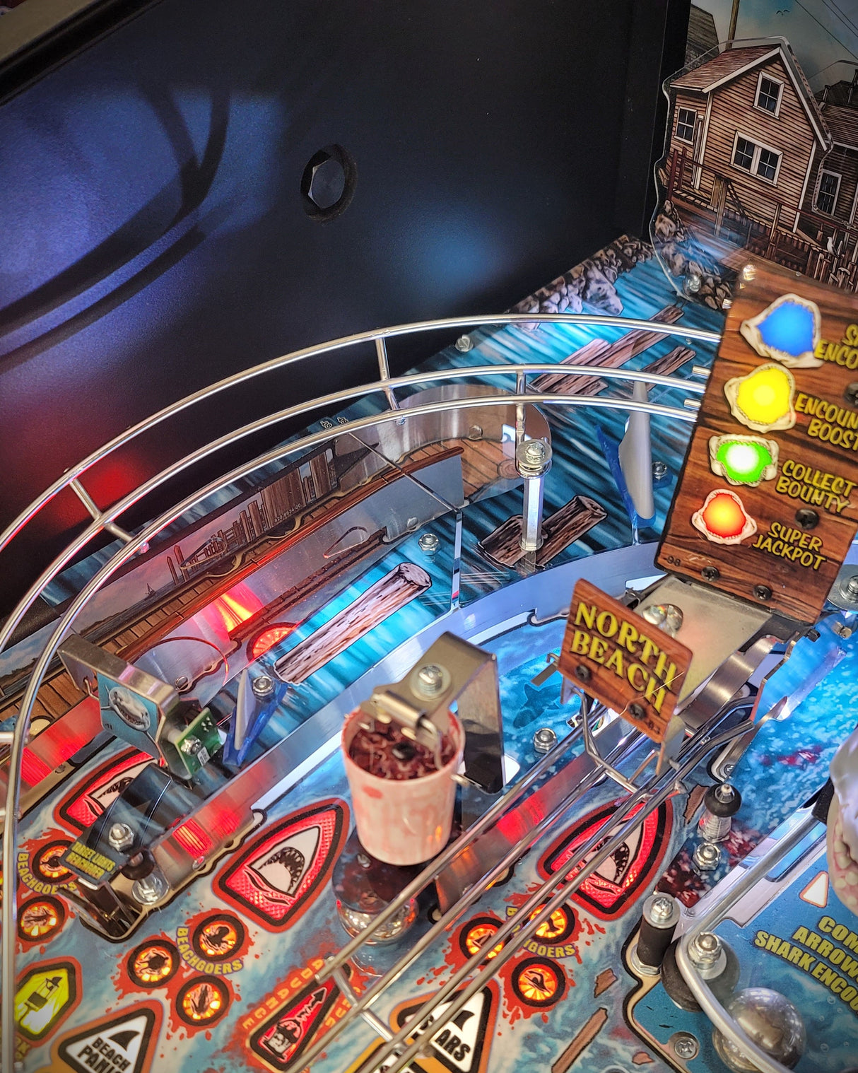 Jaws Pinball Shark Fins With Wave Mount Set