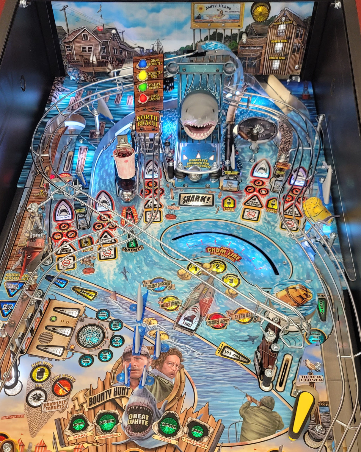 Jaws Pinball Shark Fins With Wave Mount Set