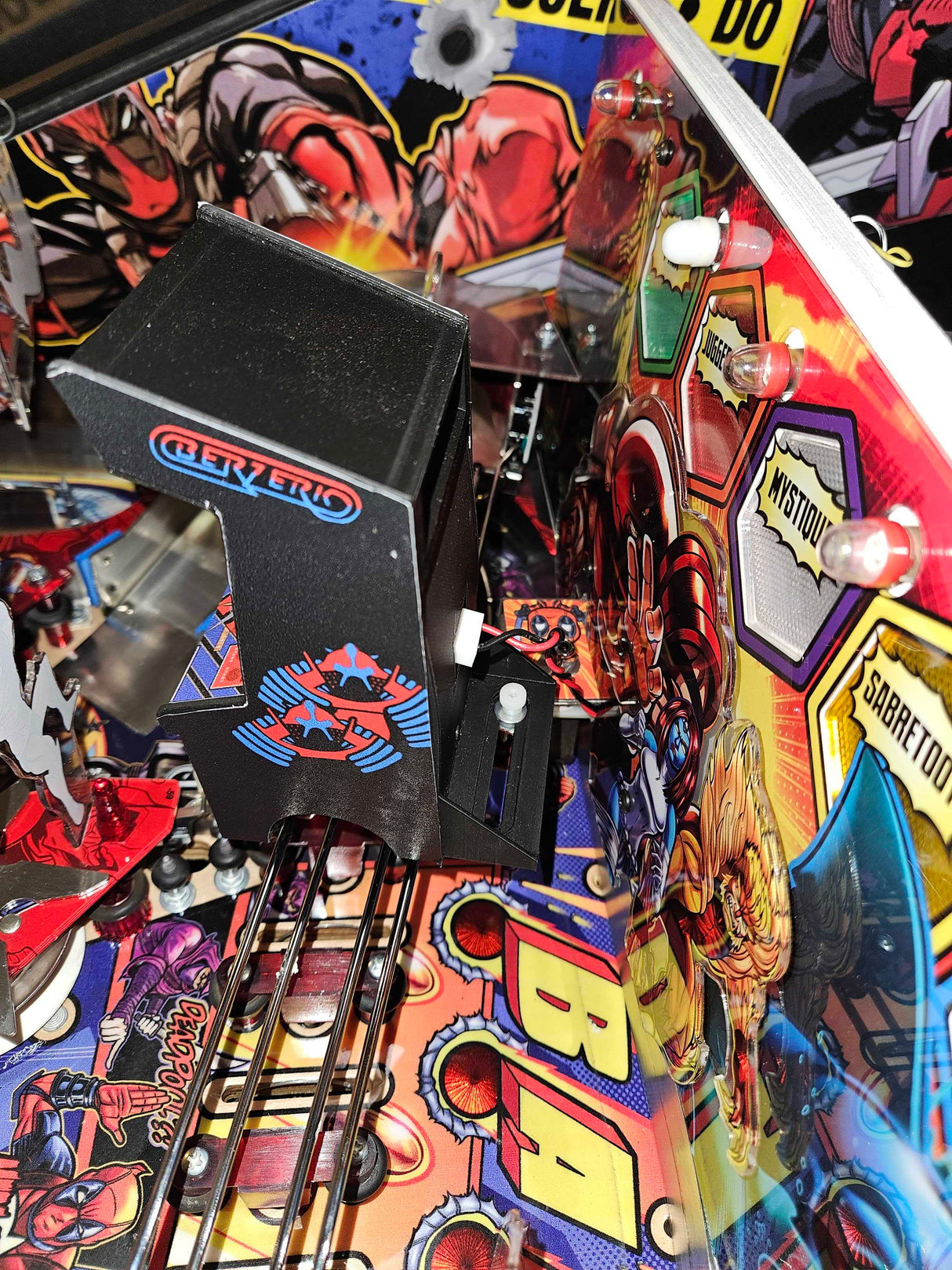 miniarcade cabinet on Deadpool pinball machine