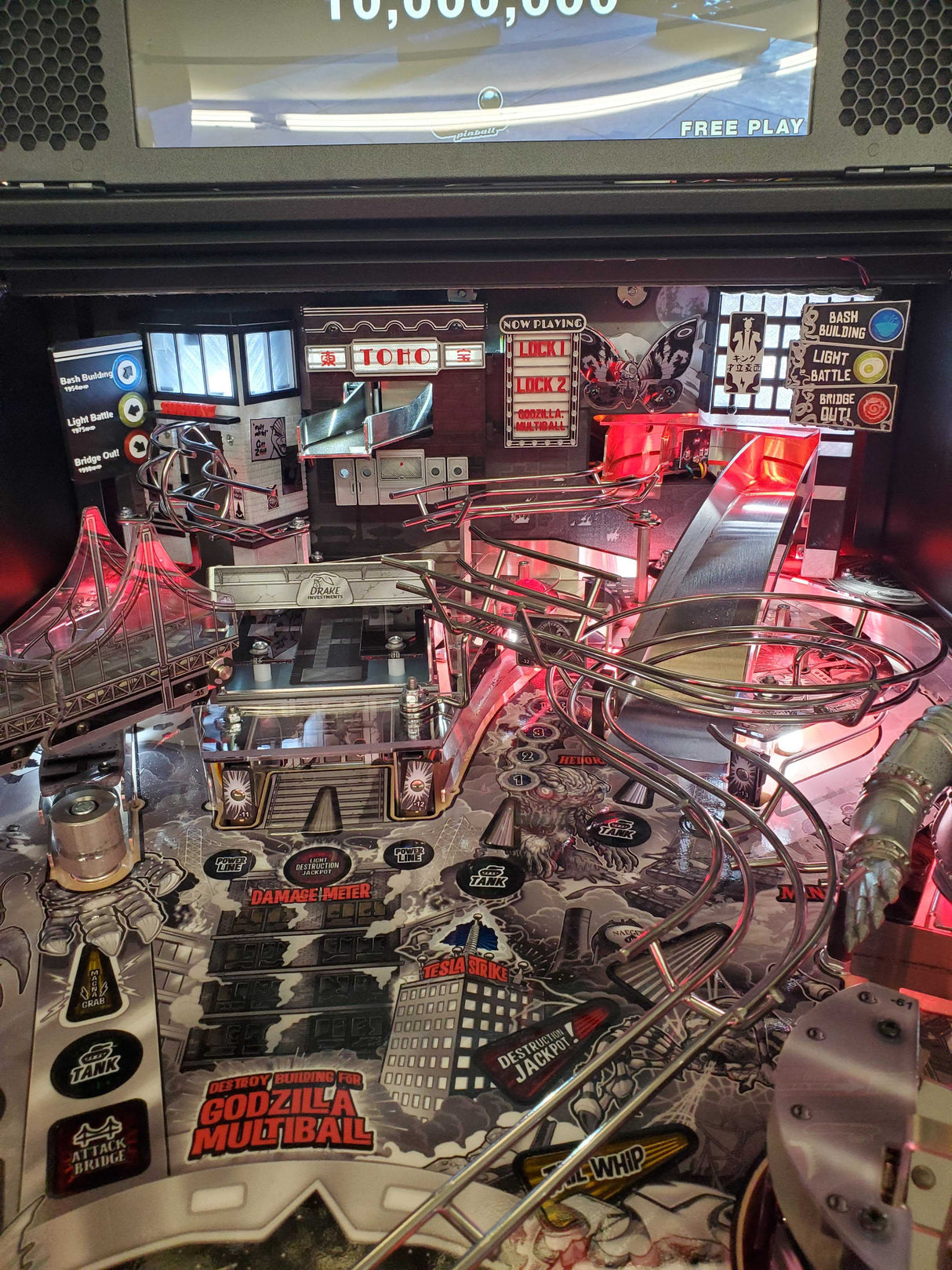 Godzilla 70th Anniversary Pinball Noodle Building and Sign Upgrade