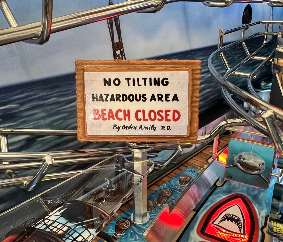 Jaws Pinball Wooden Sign Set Pro