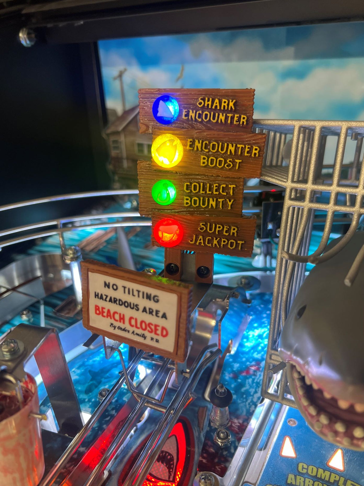Jaws Pinball Wooden Sign Set Pro