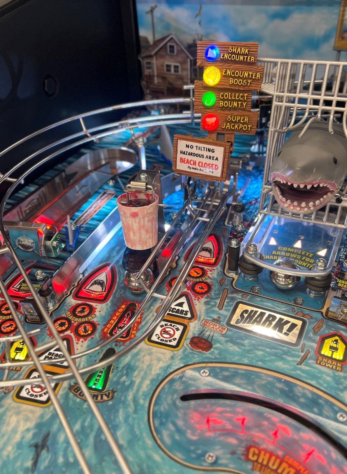 Jaws Pinball Wooden Sign Set Pro