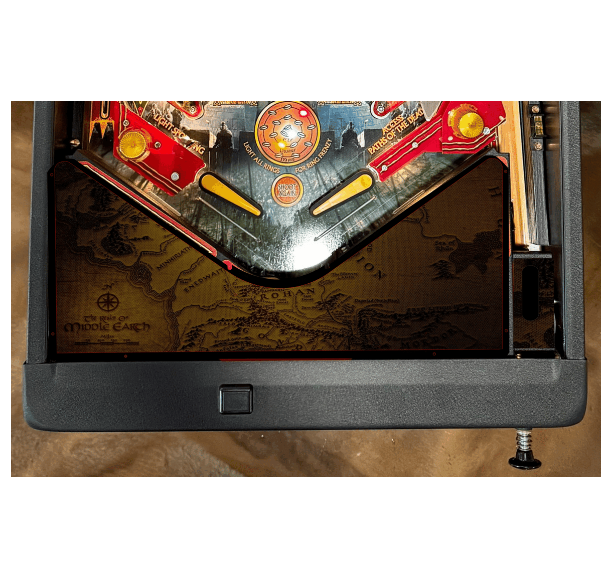 pinball machine with light up map artwork