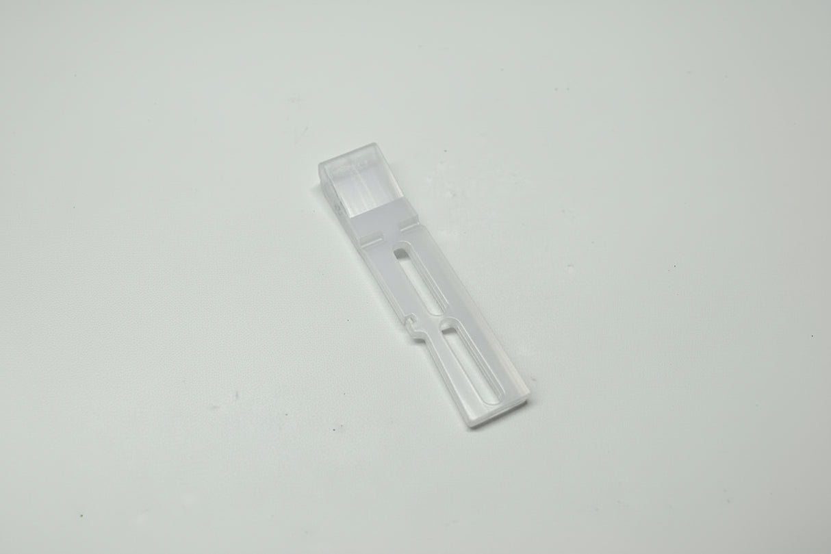 Clear plastic drop target on a white background