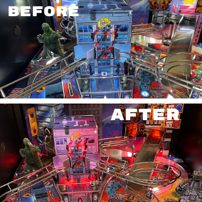 Godzilla Pinball Pro Drake Burning Building Illumination