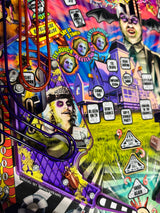 Wide view of the Beetlejuice playfield with the installed Betelgeuse left slingshot plastic.