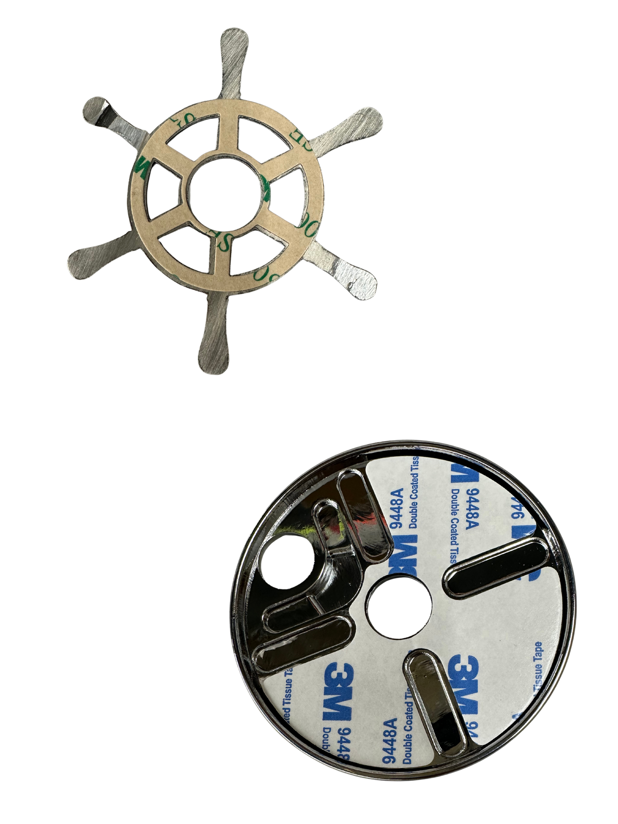 metal ship wheel and round disc with 3M tape 