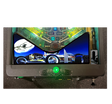 Pinball machine with digital display and green button on a white background