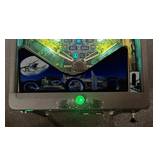 Pinball machine with animated apron with artwork featuring an old fashioned car 