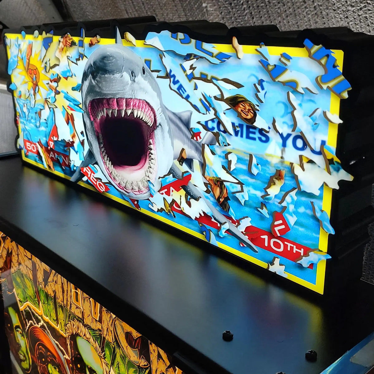Jaws PInball Billboard Topper | Pinball Toppers at Mezel Mods