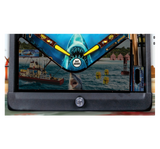 Pinball machine with a shark and boat design on a screen