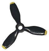 Black propeller with yellow tips on a white background