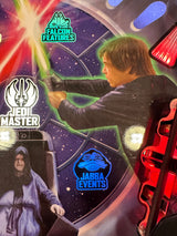 star wars pinball playfield featuring characters and light up inserts
