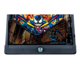 Pinball machine with Venom artwork on a white background