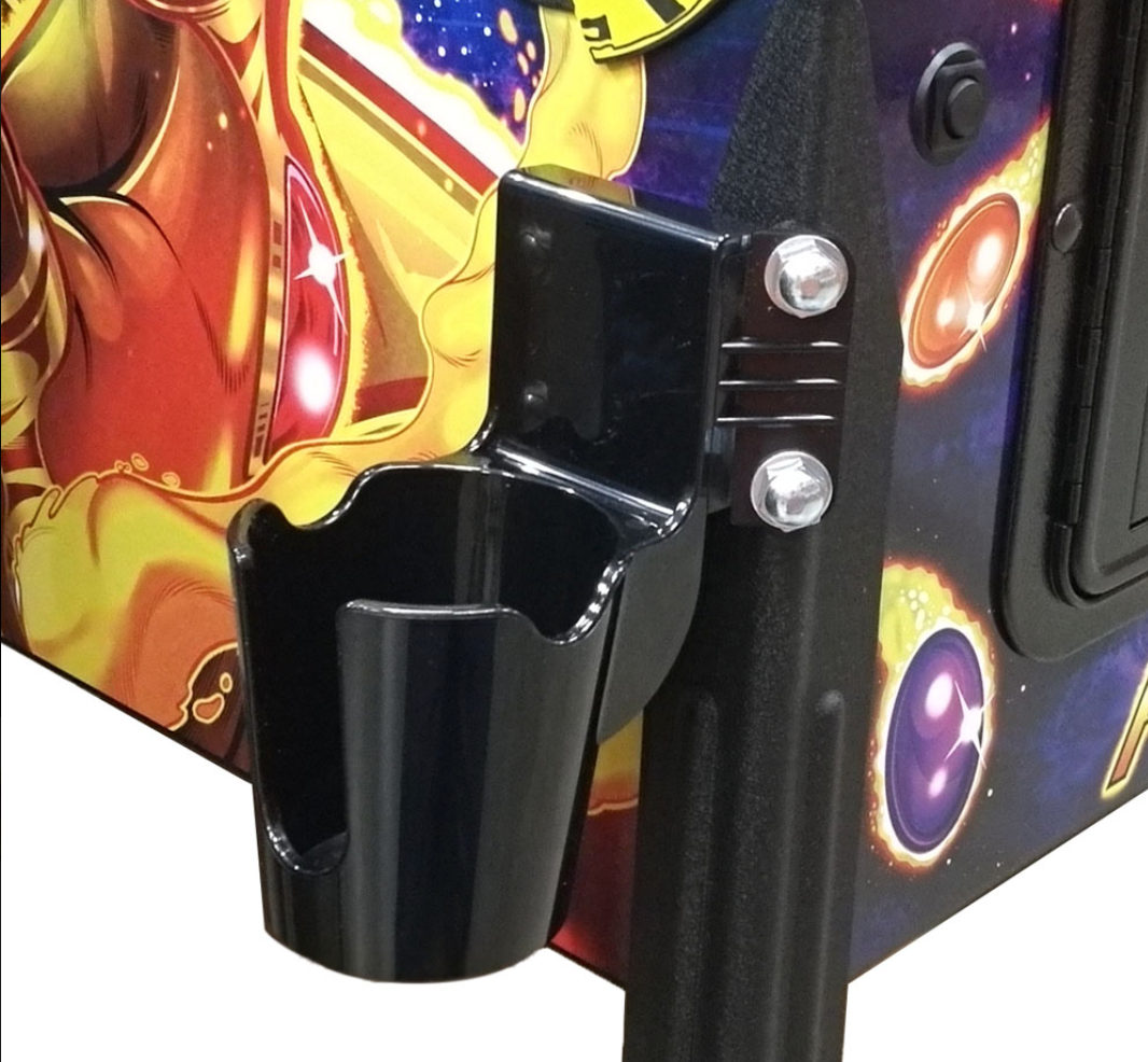 cup holder mounted on a pinball machine